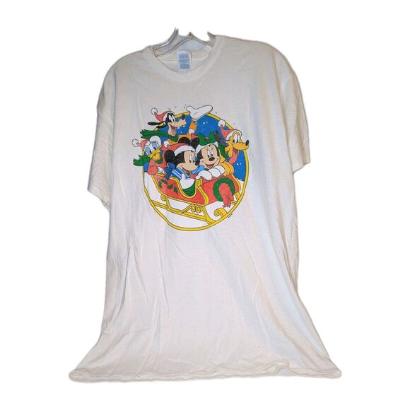 VTG Disney Adult L T Shirt Tee Delta Mickey Minnie Donald Pluto Goofy Christmas - Picture 2 of 11